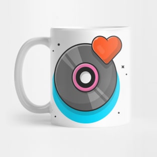 Vinyl Disk Music with Love Symbol Music Cartoon Vector Icon Illustration Mug